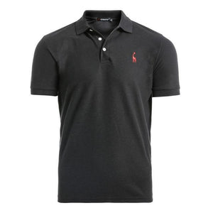 Man Polo Shirt Mens Casual Deer Embroidery Cotton