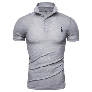 Man Polo Shirt Mens Casual Deer Embroidery Cotton