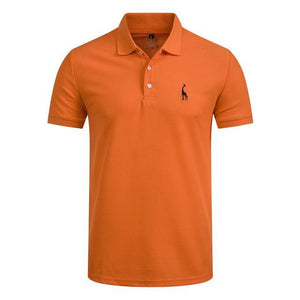 Man Polo Shirt Mens Casual Deer Embroidery Cotton